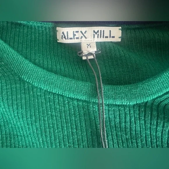 NWT $155 Alex Mill Ava crewneck Fine Merino Wool Sweater Emerald Green Medium - Picture 6 of 6